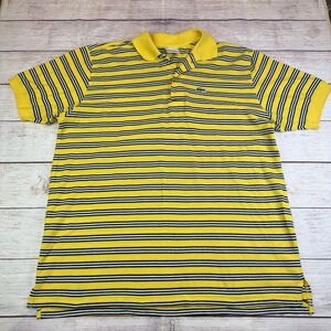 Lacoste‎ Men's Polo Shirt Yellow Striped Short Sleeve Sz 6 L/XL Cotton Y2K